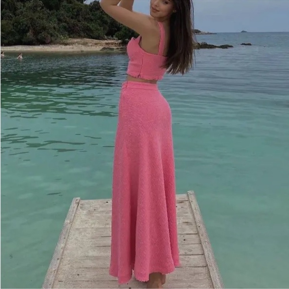 Zara Pink A-Line Maxi Skirt Resort Wear. NWT